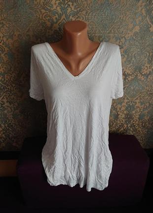 Женская белая базовая футболка блуза блузка большой размер батал 50 /525 фото
