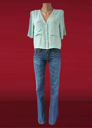 Брендовая стильная укороченная рубашка, блузка тopshop мятного цвета. размер uk10(м, наш 46).