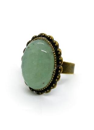 🍀🌟кольцо миниатюрное овал винтаж натуральный камень зеленый авантюрин