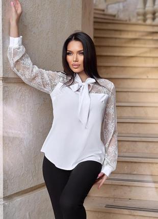 Блузка с кружевом нарядная 42-56 р-р