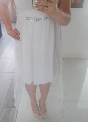 Белое платье с фатином2 фото