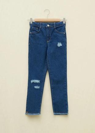 9-10/10-11 років нові фірмові рівні джинси straight з дірками дівчинці штани lc waikiki вайкікі