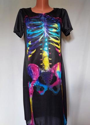 Чорне плаття ,,різнобарвний скелет,,*маскарадний сукні на хеллоуїн(розмір m,l)8 фото