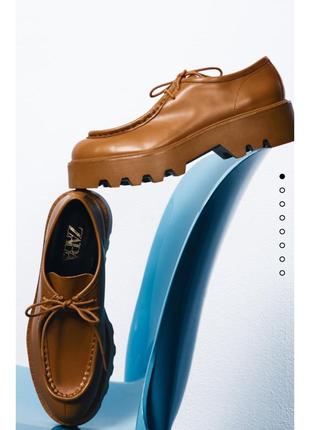 Крутые туфли лофферы 100% кожа от  zara2 фото