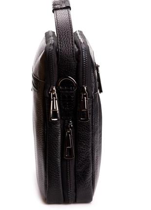 Мужская сумка eminsa 6136-4-1 кожаная черная4 фото