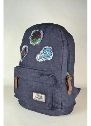 Джинсовий синій рюкзак для школи і повсякденного носіння