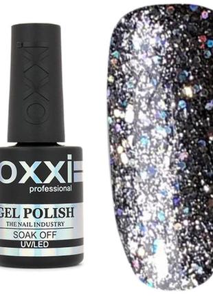 Гель-лак oxxi star gel №012 - сріблясто-чорний, з блискітками і слюдою, 10 мл