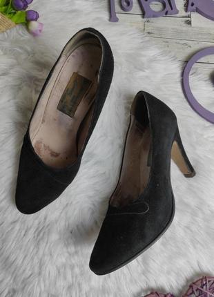 Женские туфли лодочки черные натуральная замша размер 372 фото