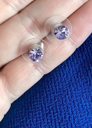 Сережки гвоздики яскраві кристали