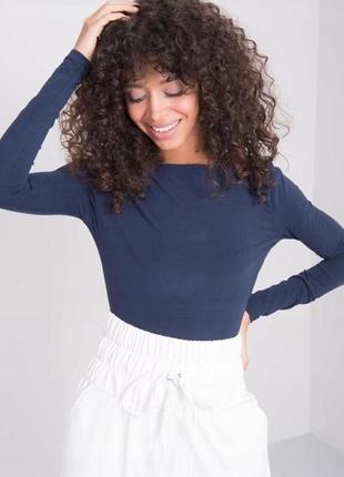 Темно-синя бавовняна блуза-топ bsl довгий рукав