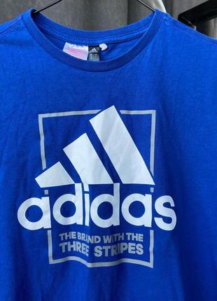 Футболка адідас adidas синя жіноча з великим лого логотипом3 фото