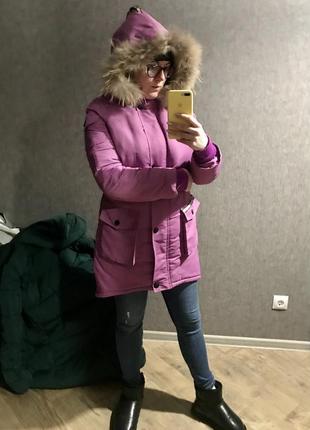 Жіноча зимова парку куртка dasti на овчині10 фото