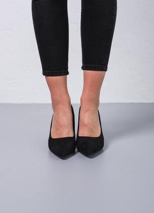 Жіночі туфлі на шпильці, на підборах чорні замшеві/жіночі туфлі на шпільке,на підборах чорні замшеві2 фото