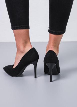 Жіночі туфлі на шпильці, на підборах чорні замшеві/жіночі туфлі на шпільке,на підборах чорні замшеві4 фото