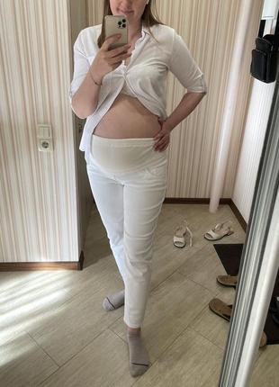 Штани для вагітних білого кольору1 фото