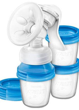 Молокоотсос ручной philips avent natural scf330/13 с контейнерами3 фото