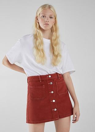 Джинсова мініспідниця з контрастною строчкою denim co