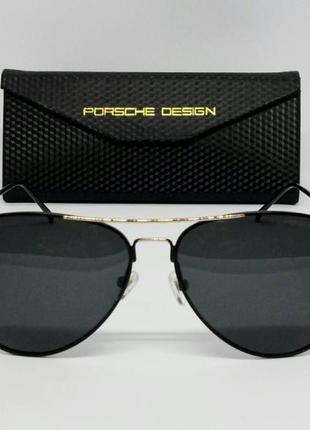 Porsche design очки капли мужские солнцезащитные черные в металле поляризированные2 фото