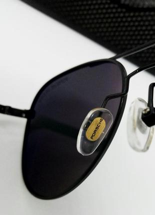 Porsche design очки капли мужские солнцезащитные черные в металле поляризированные8 фото