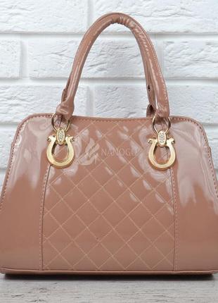 Сумка жіноча каркасна бежева пудра лакована stephanie карамельна пудрова сумочка