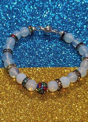 Распродажа.лунный камень.бусина-шамбала, магнит -замок,вставки 17 см.