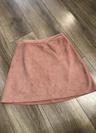 Замшевая юбка юбочка розовая мягкая
