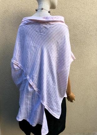 Лен100%,блуза ассиметрия,необычного кроя,в полоску,этно бохо стиль1 фото