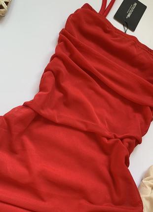 Сукня червона бежева вечірня нарядна приталена6 фото