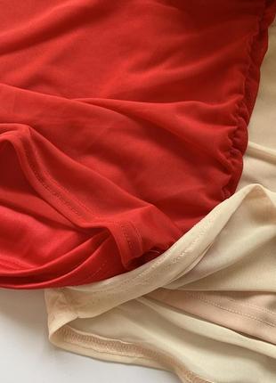 Сукня червона бежева вечірня нарядна приталена8 фото
