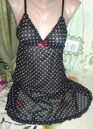 Ночнушка пеньюар в горохи с-м,а чашка-в