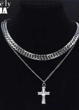 Хрестик ланцюжок підвіска хрестик ланцюжок підвіска з нержавіючої сталі