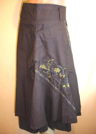 Оригинальна весенняя юбка  с вышивкой и карманами--surrender--3 фото