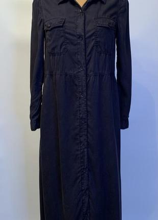 Темно-синя сукня із ліоцелу з розрізами1 фото