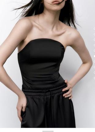 Чорний шовковий топ корсет zara