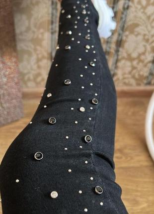Нереально стильные джинсы черные ,усыпаны камнями, турция 🇹🇷3 фото