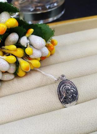 Срібний колон підвіска ладанка двостороння матір казанська божа 9251 фото