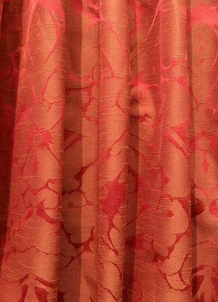 2 пари штор жаккард 230см х 162см червона основа з оранжево-темним орнаментом