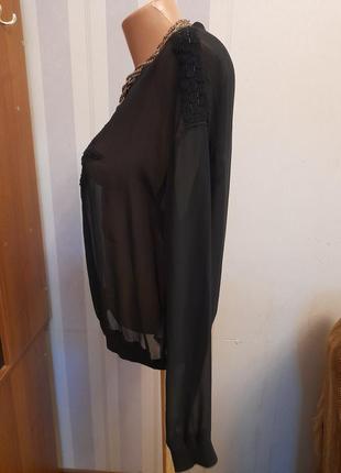 Черна прозора блуза черная прозрачная блузка6 фото