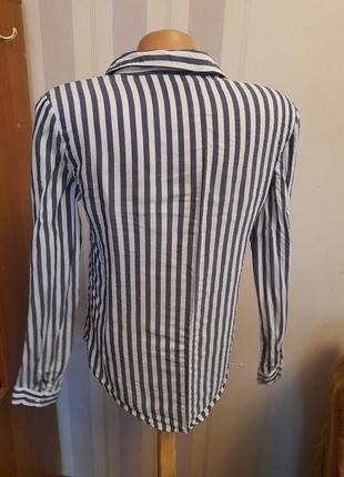 Хлопковая блузка в полоску на с бавовняна блуза сорочка в смужку3 фото