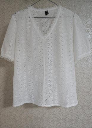 Актуальна блуза блузка майка прошва, вишивка, рішельє бренд shein, р.xl1 фото