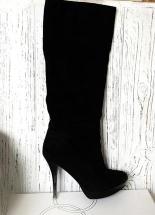 Чоботи високі чорні замша