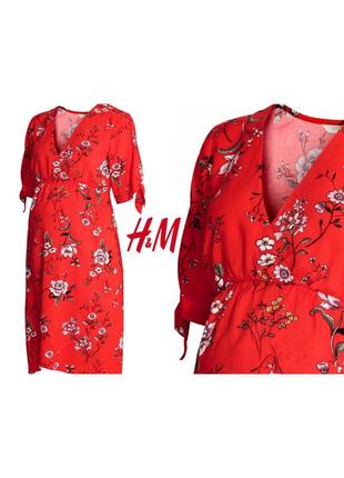 Сукня для вагітних на запах червона з квітковим принтом h&m