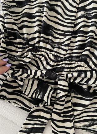 Блуза на запах анімалістичний принт зебра кофта з поясом5 фото