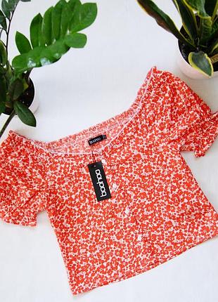 Топ червоний блуза яскрава boohoo