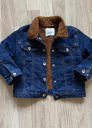 Куртка джинсовая утеплённая zara 1,5-2 года