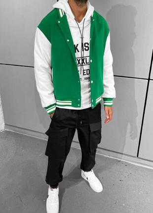 Бомбер куртка ветровка мужская кашемировый зеленая / курточка вітровка чоловіча кашемір зелена3 фото