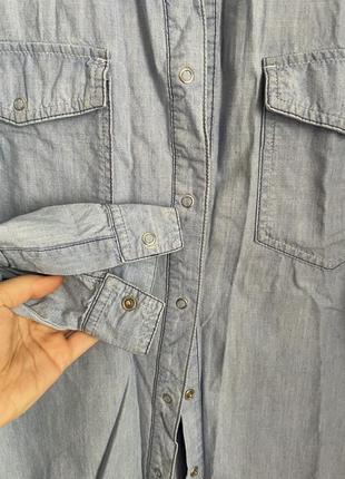 Голубая джинсовая рубашка на кнопках zara4 фото