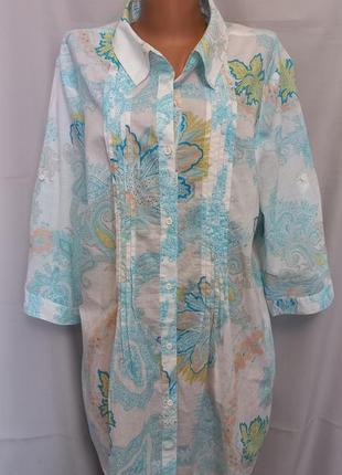 Легкая блуза, туника, 100% коттон, большой размер  №12bp2 фото