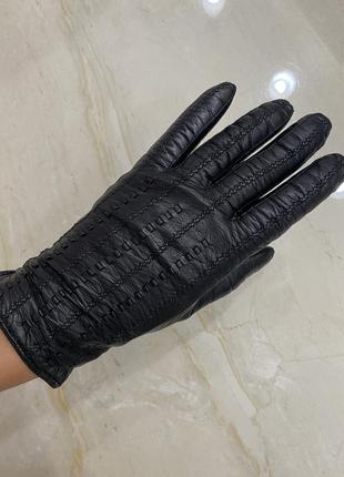 Чорні шкіряні рукавички2 фото