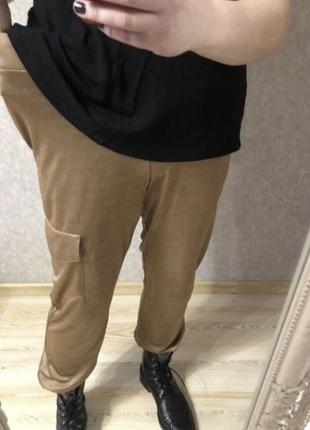 Новые стильные необычные брюки карго джоггеры золотистые на резинке 50-54 р от zara6 фото